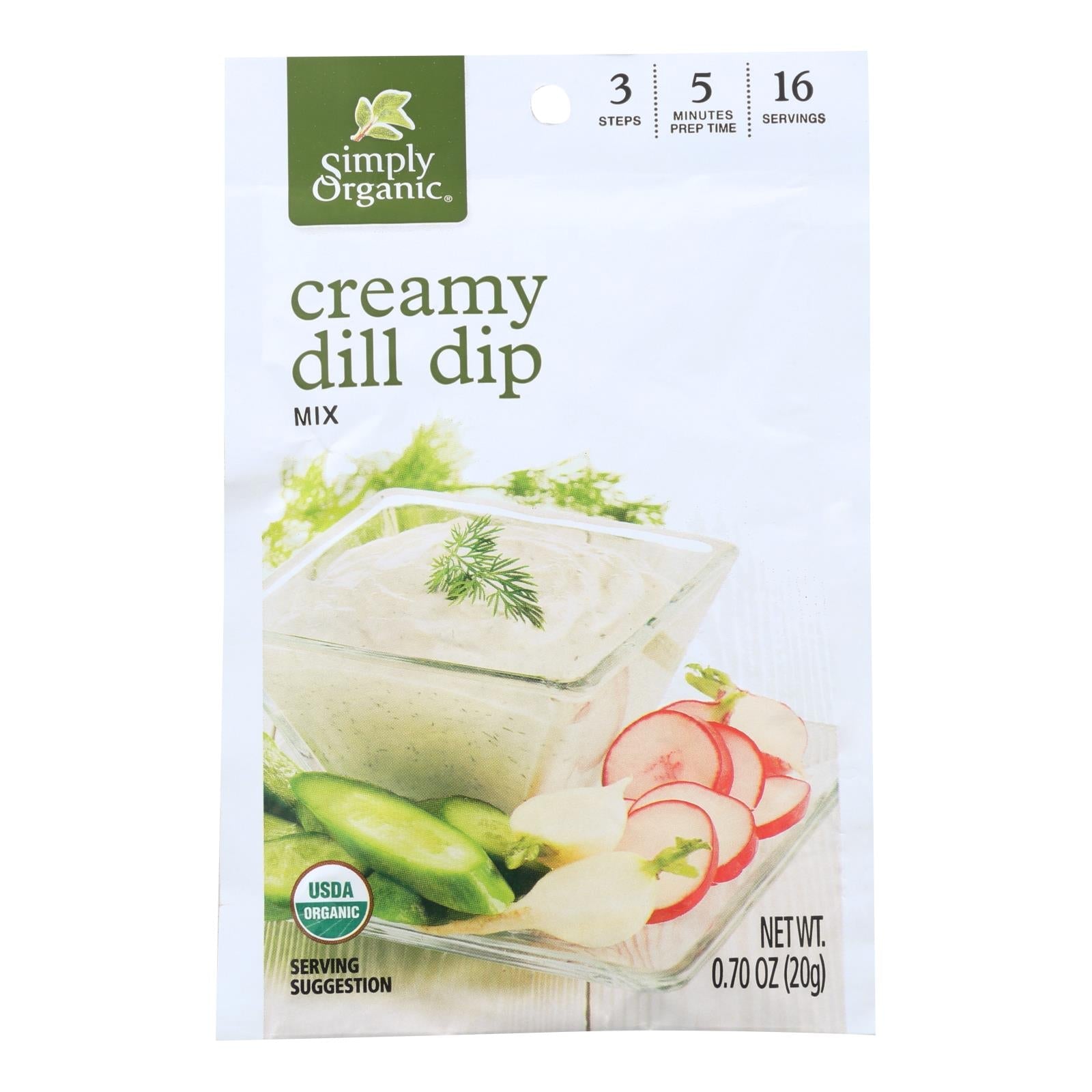 Simply Organic Creamy Dill Dip Mix - Case Of 12 - 0.7 Oz. - GreatEagleInc