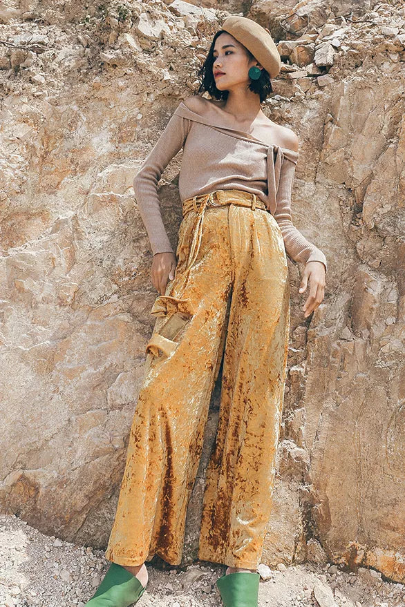 Since Then | Sandy Gold Wide Leg Pant Fangyan