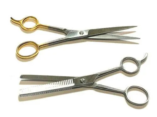 Single Teeth Thinning Scissors + Barber Beard Trimming Scissors Combo Set Hashir Products