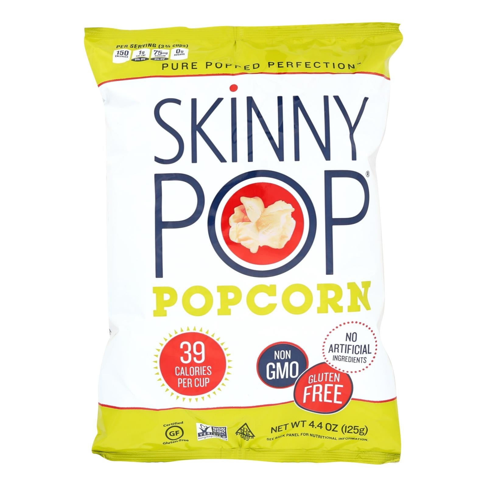 Skinny Pop Popcorn - Original - Case Of 12 - 4.4 Oz. Skinnypop Popcorn