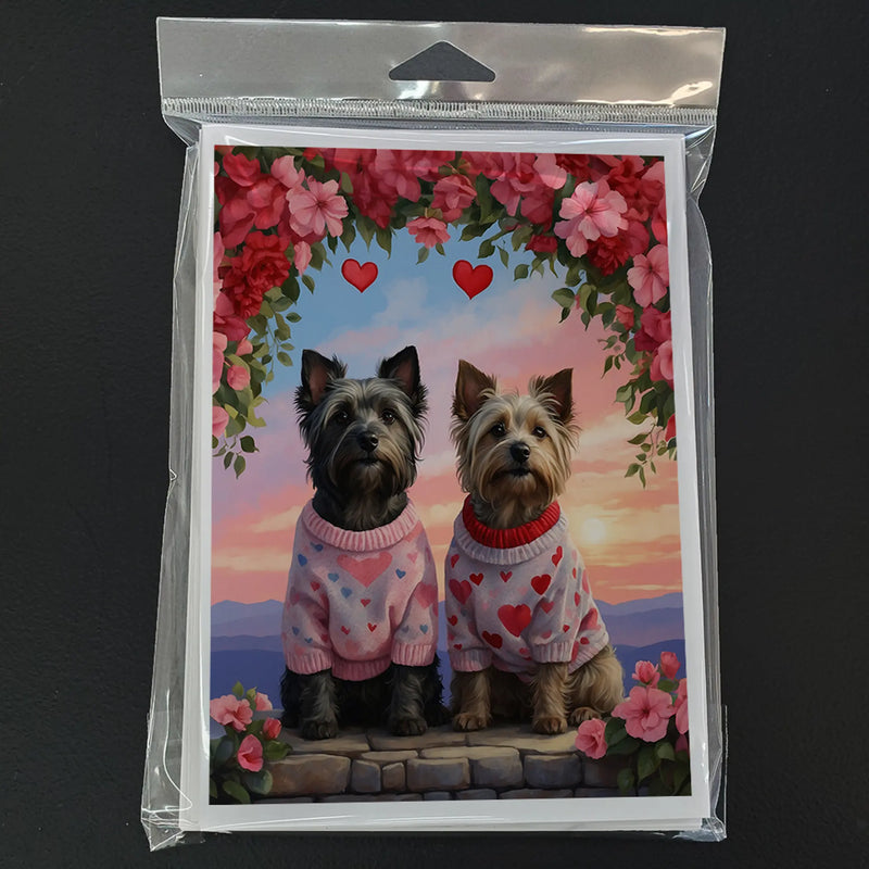 Skye Terrier Two Hearts Greeting Cards Pack of 8 Caroline's Treasures