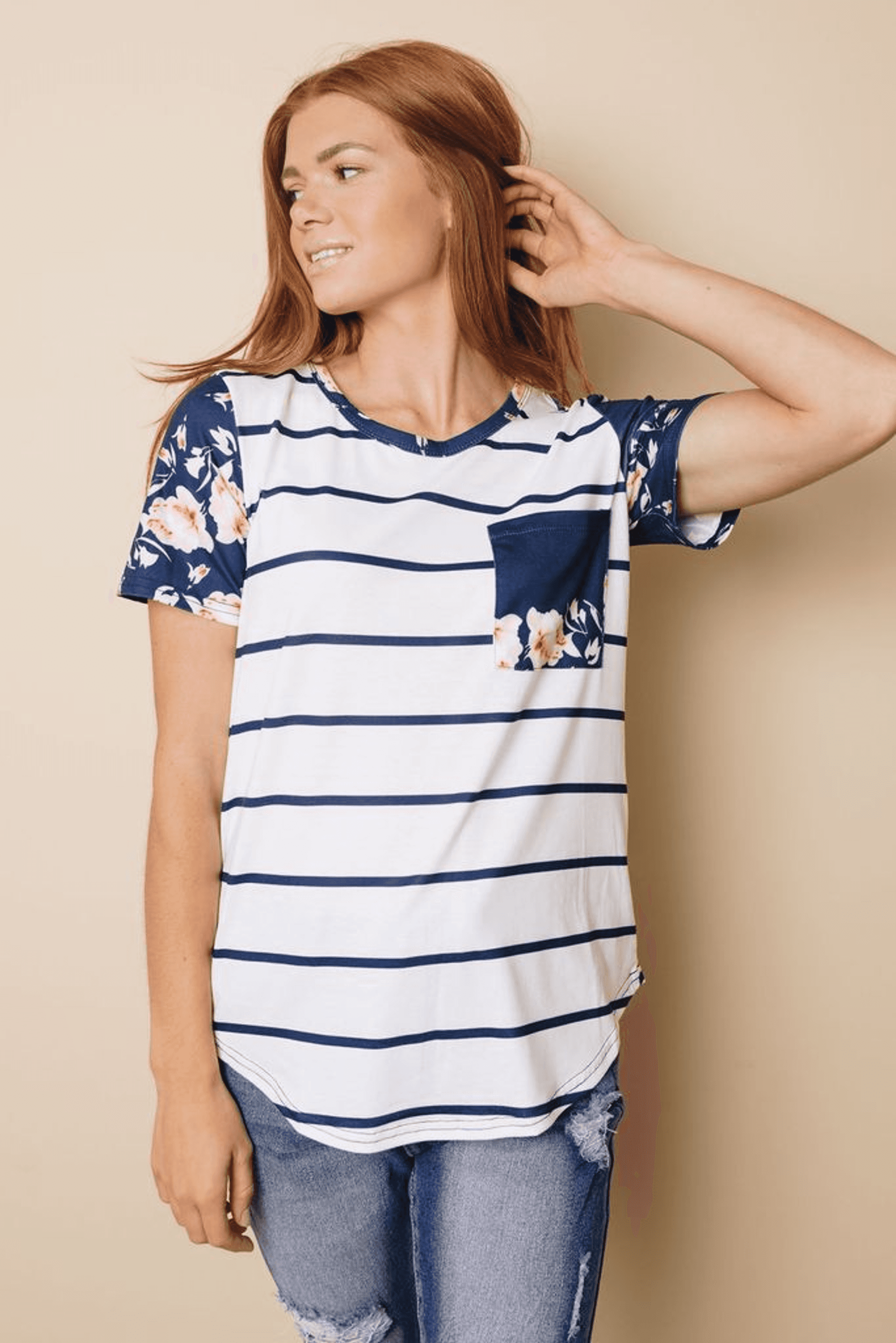 Slack Striped T-Shirt Stay Warm in Style
