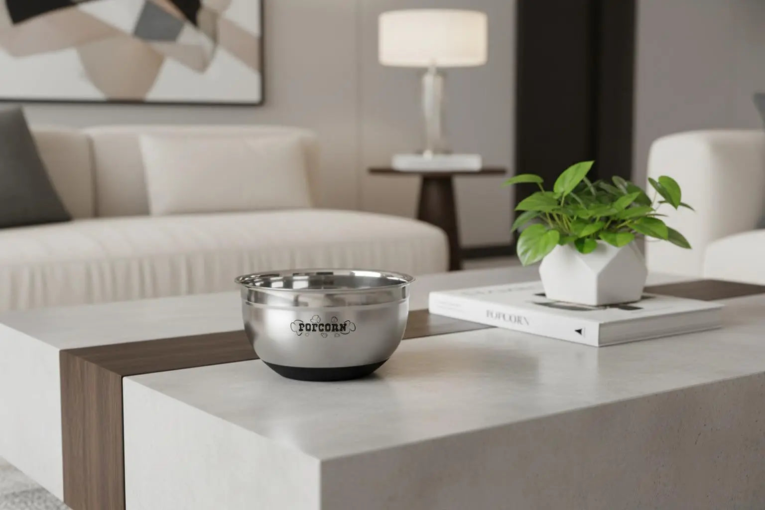 Sleek Stainless Steel Popcorn Serving Bowl Homeroots Kitchen & Dining
