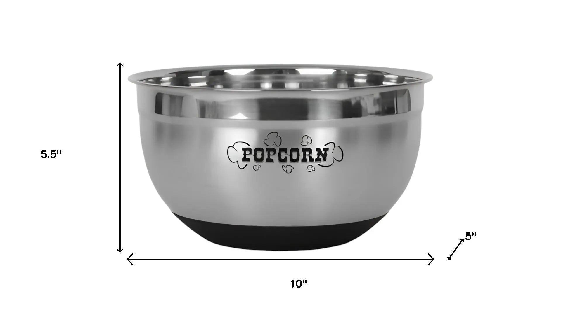 Sleek Stainless Steel Popcorn Serving Bowl Homeroots Kitchen & Dining