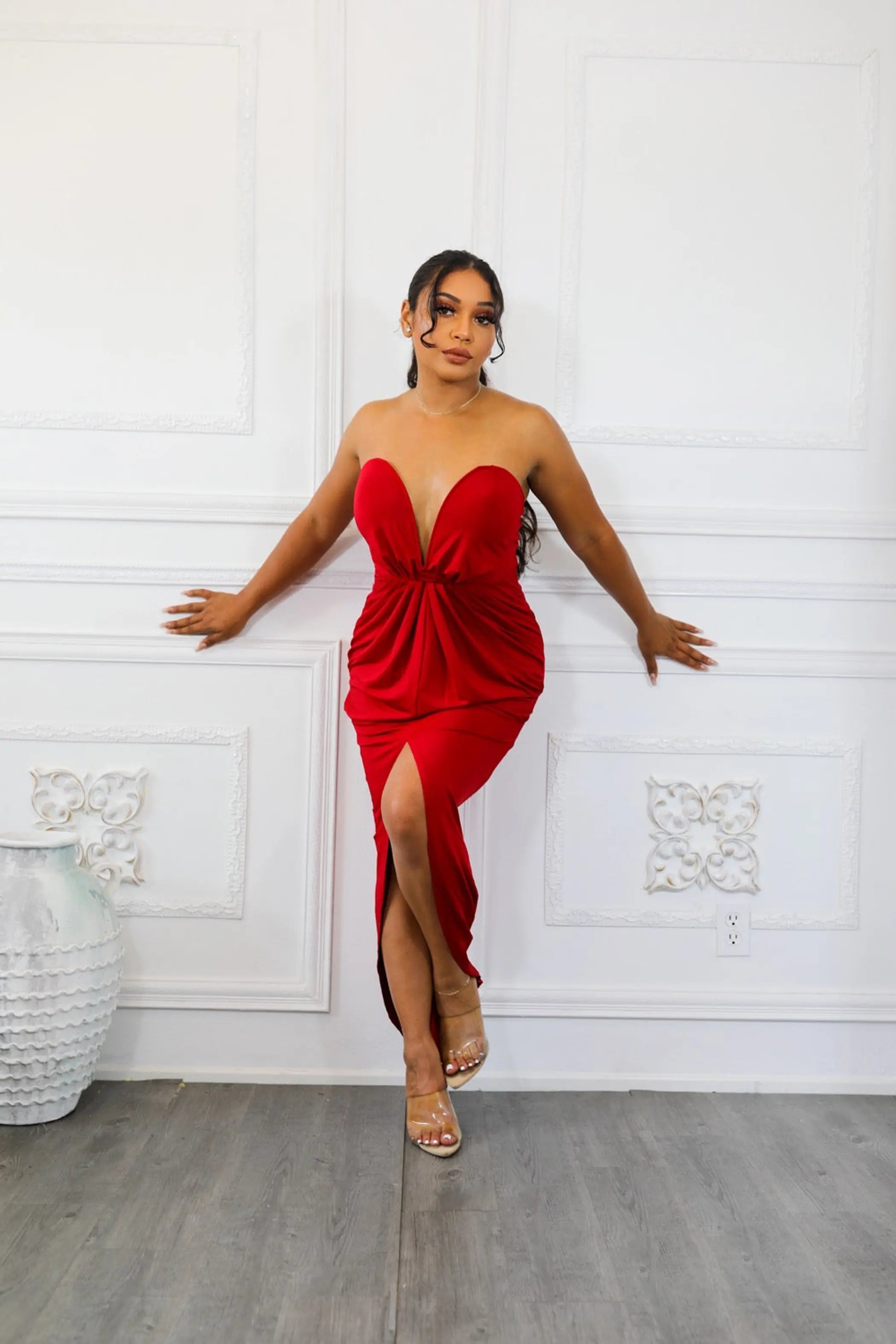 Sleeveless Draped Dress With Tube Top SurelyMine