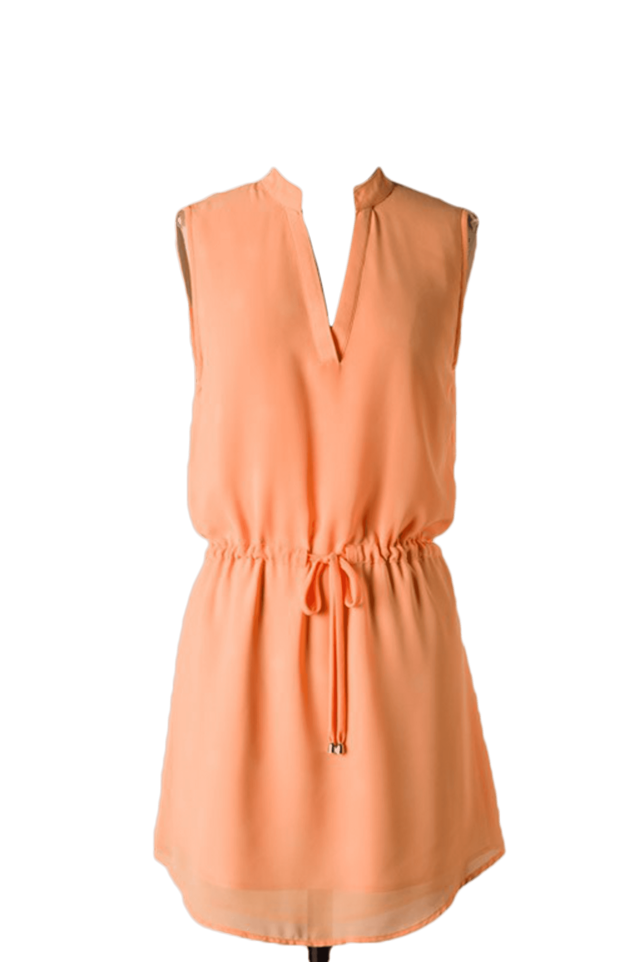 Sleeveless V-cut dress with banded waist Coral SurelyMine