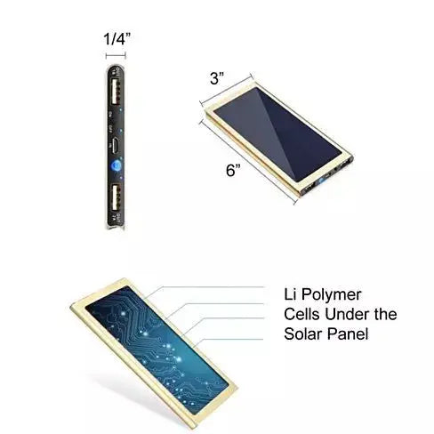 Slim Giant Solar Power Extender For All Gadgets With 2 USB Ports Vista Shops