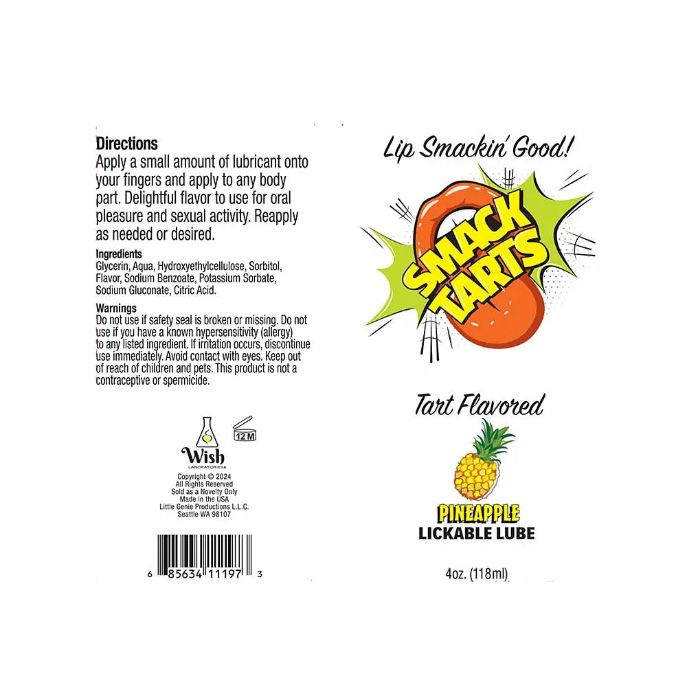 Smack Tarts Lick Sour Pineapple Lube 4oz Little Genie