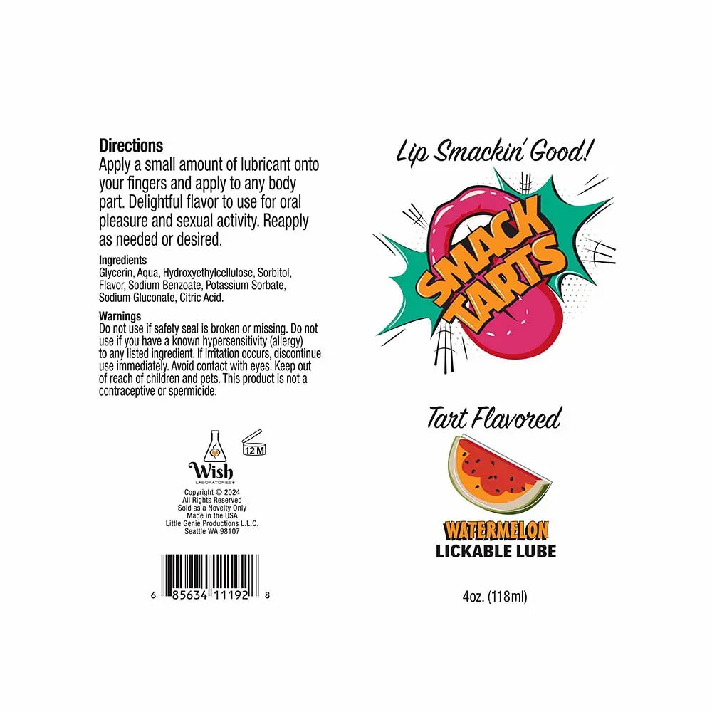 Smack Tarts Lick Sour Watermelon Lub 4oz Little Genie