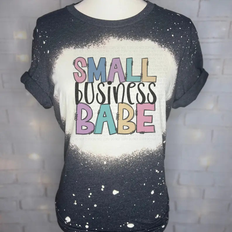 Small Business Babe Bleached Graphic Tee The Blended Owl