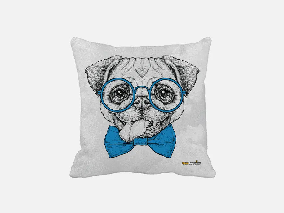 Smartie Pants Pug Throw Pillow Bandoggies