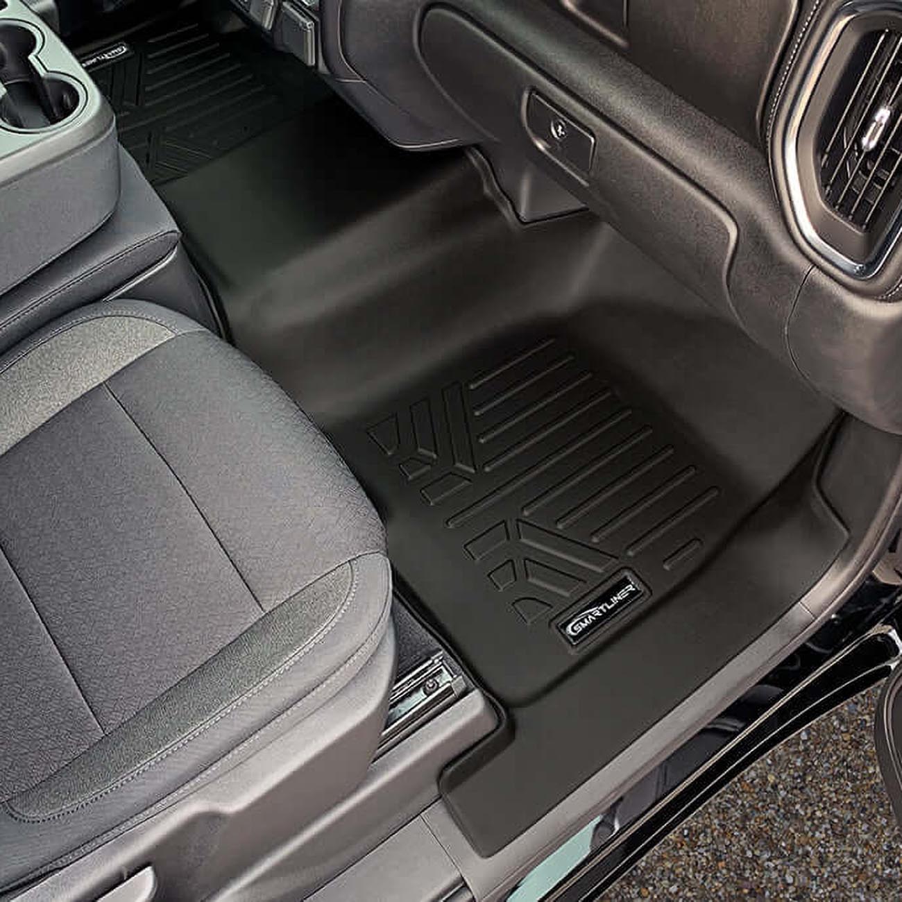 Smartliner Floor Liners Front/2nd Row 2019-2025 Silverado Crew Cab With Transmission Hump (black) SMARTLINER