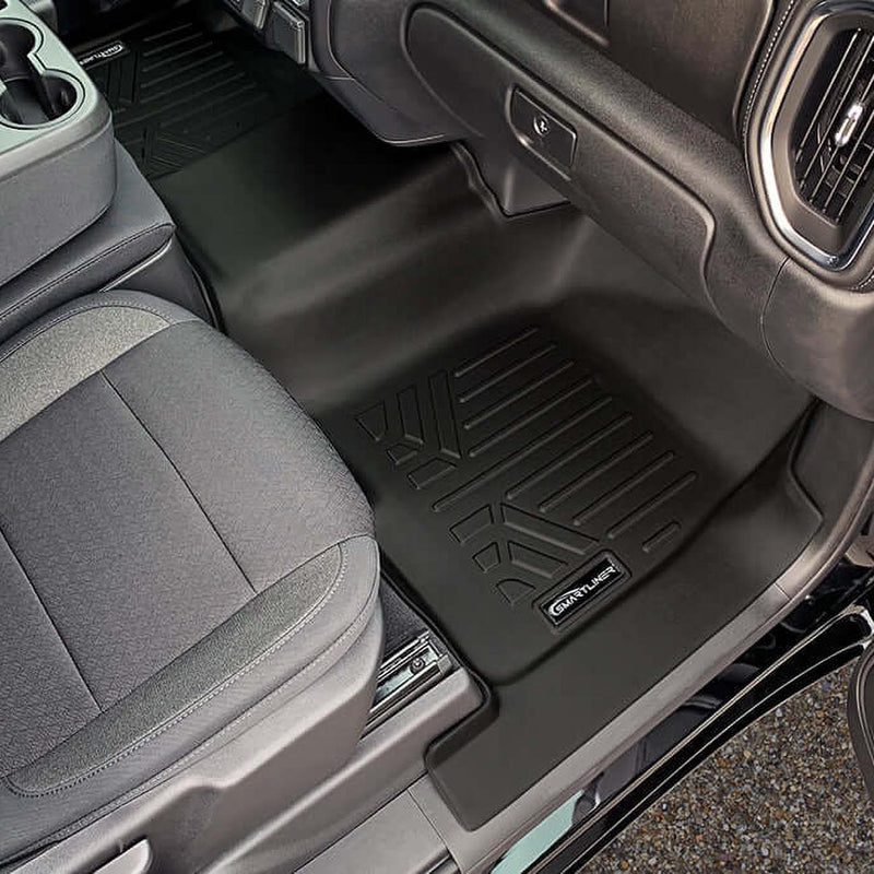 Smartliner Floor Liners Front/2nd Row 2019-2025 Silverado Crew Cab With Transmission Hump (black) SMARTLINER