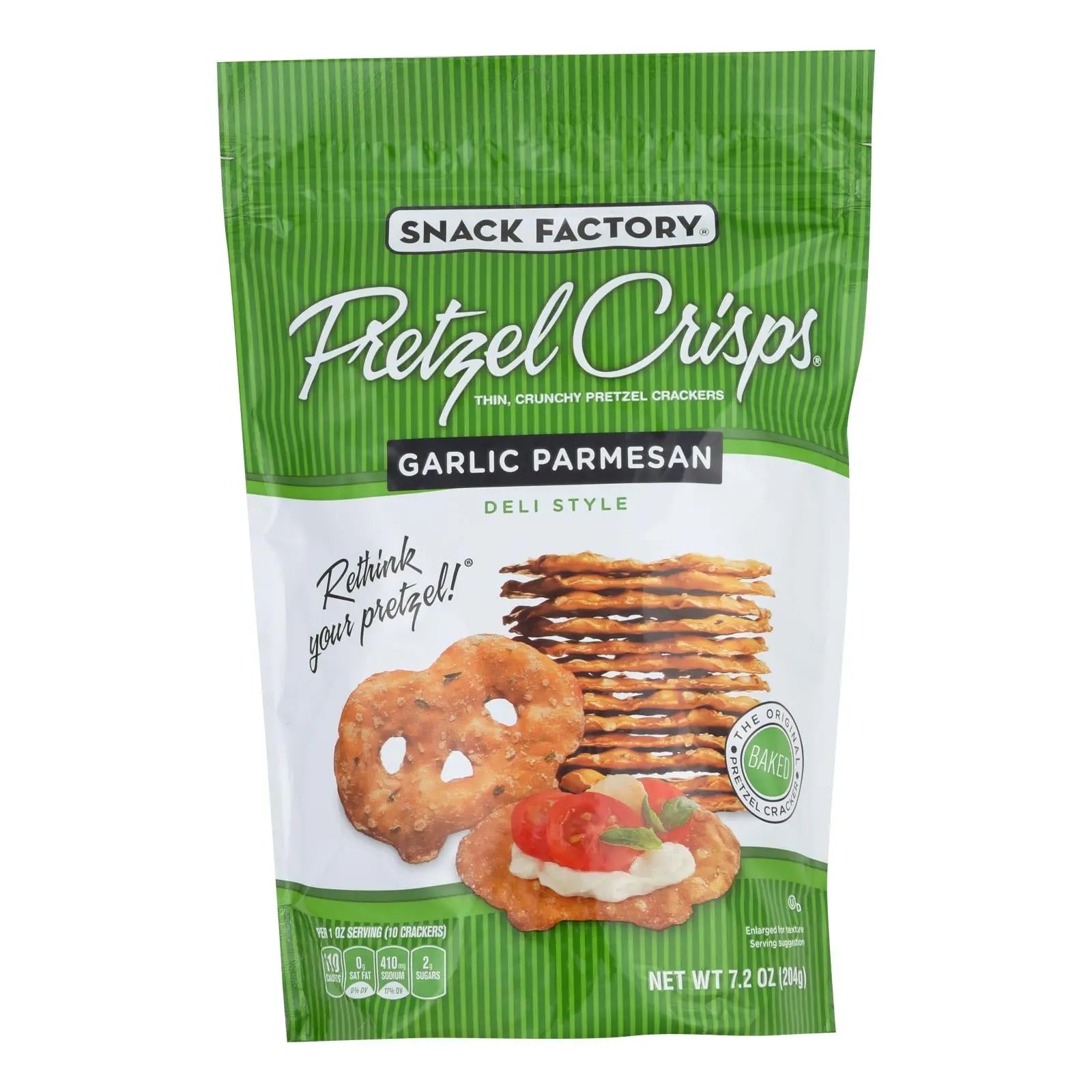 Snack Factory Garlic Parmesan Pretzel Crisps  - Case Of 12 - 7.2 Oz Pretzel Crisp