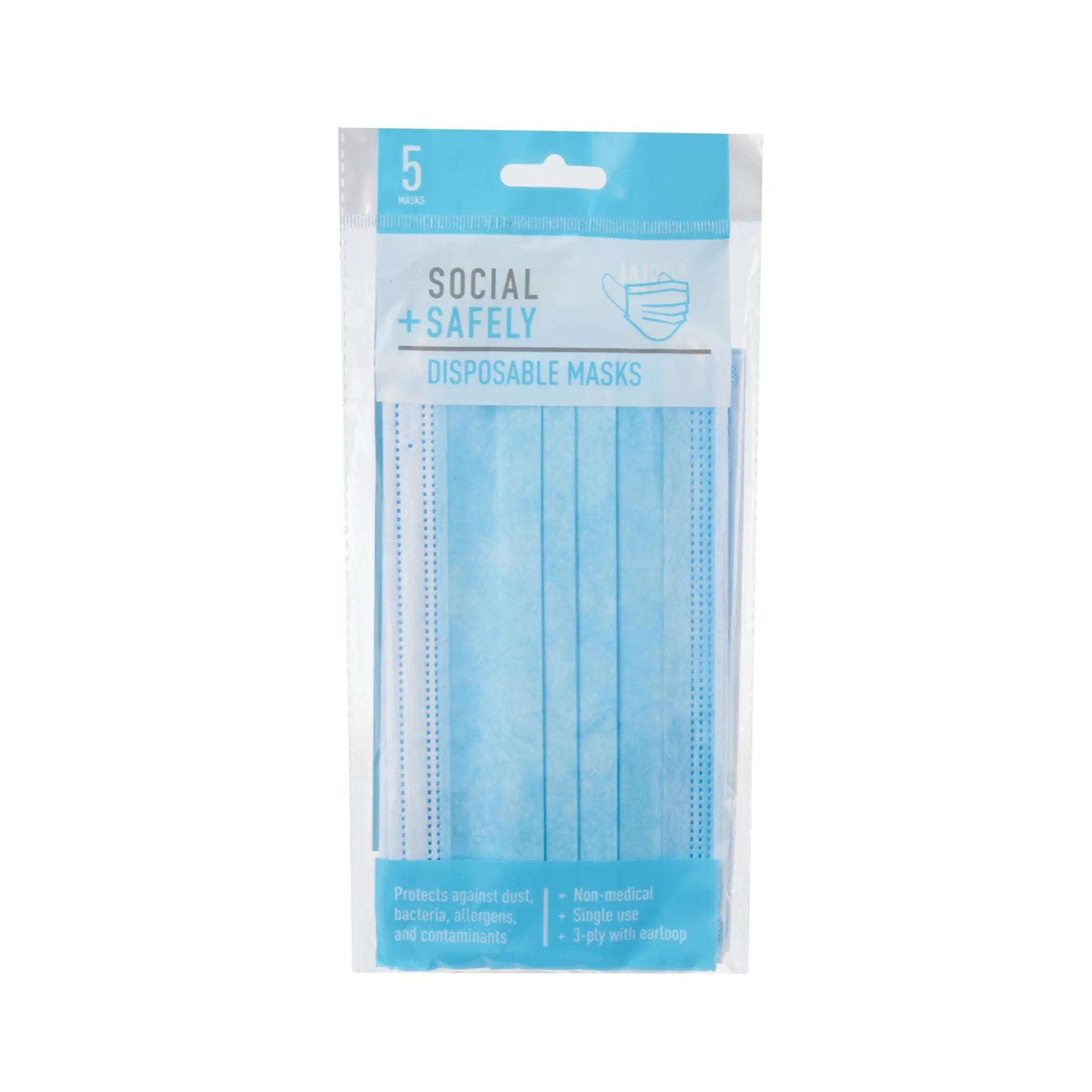 Social Safely Disposable Face Mask - 5 per pack Social Safely