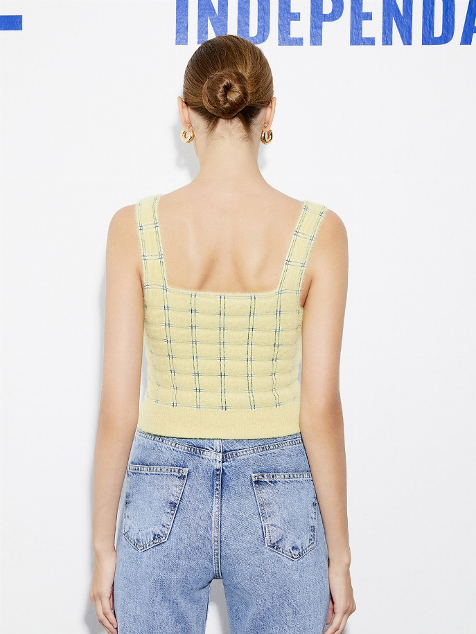 Soft Textured Plaid Crop Top Monique Store
