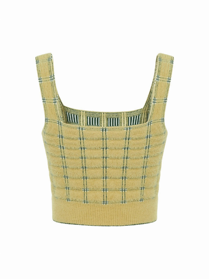 Soft Textured Plaid Crop Top Monique Store