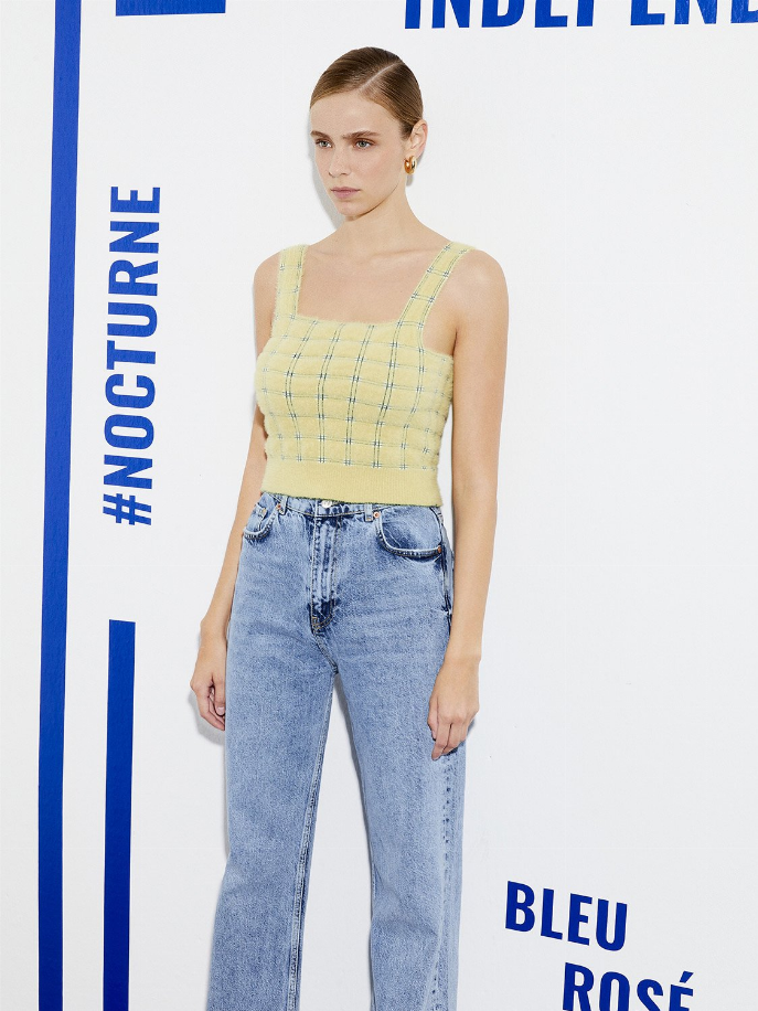 Soft Textured Plaid Crop Top Monique Store