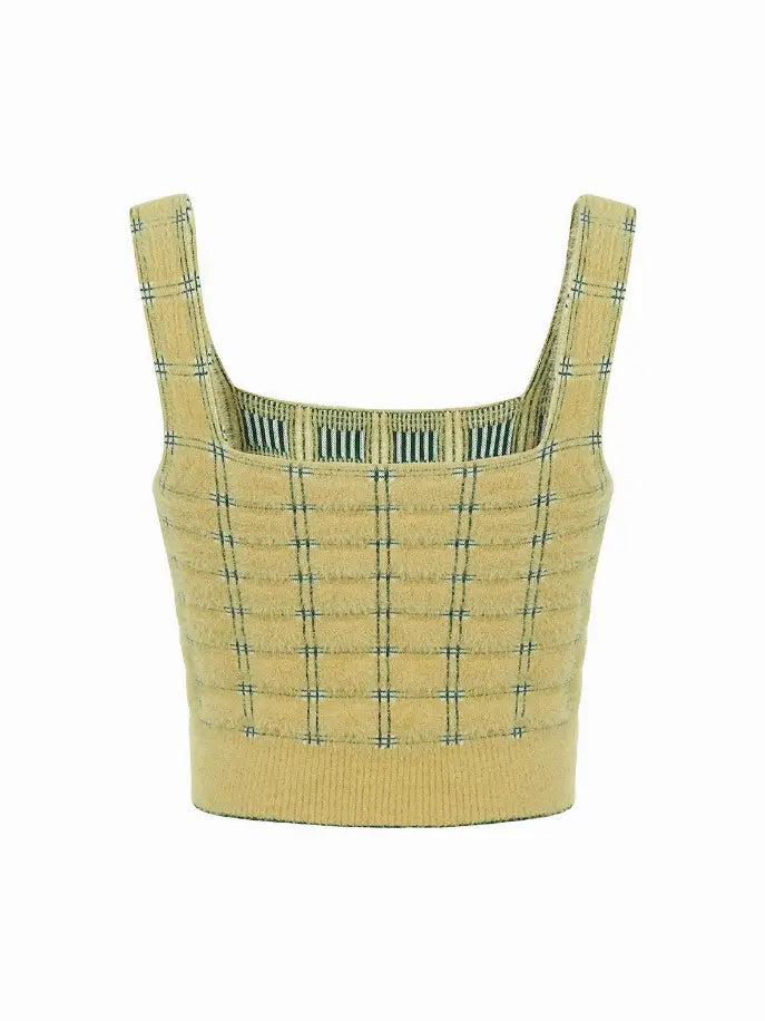 Soft Textured Plaid Crop Top Monique Store