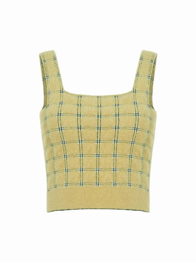 Soft Textured Plaid Crop Top Monique Store