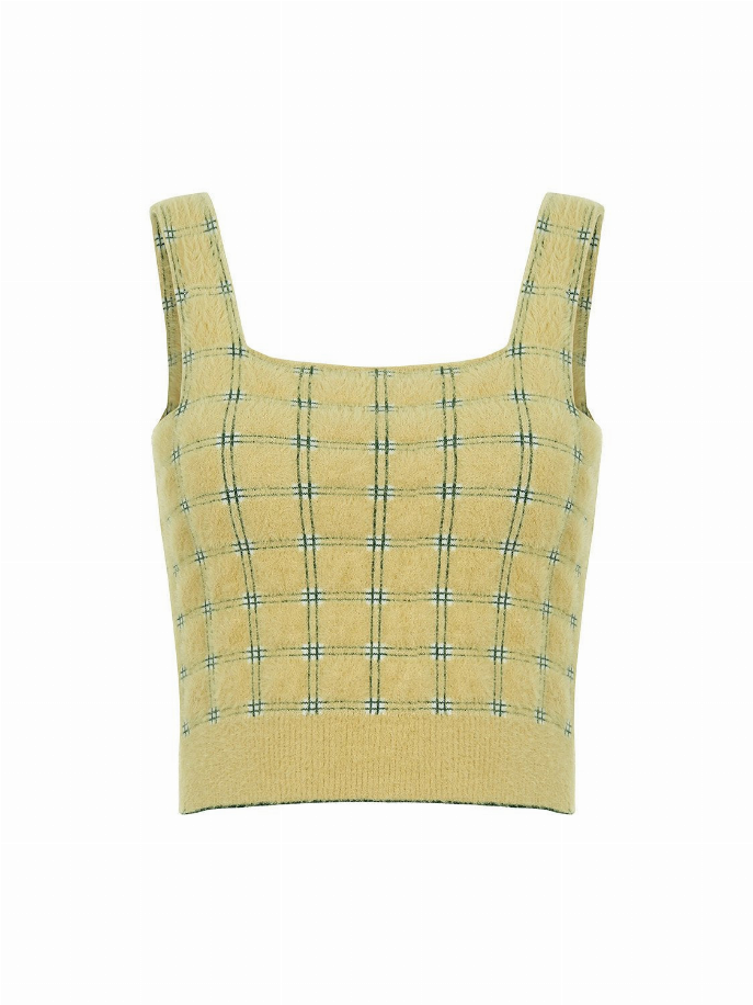 Soft Textured Plaid Crop Top Monique Store