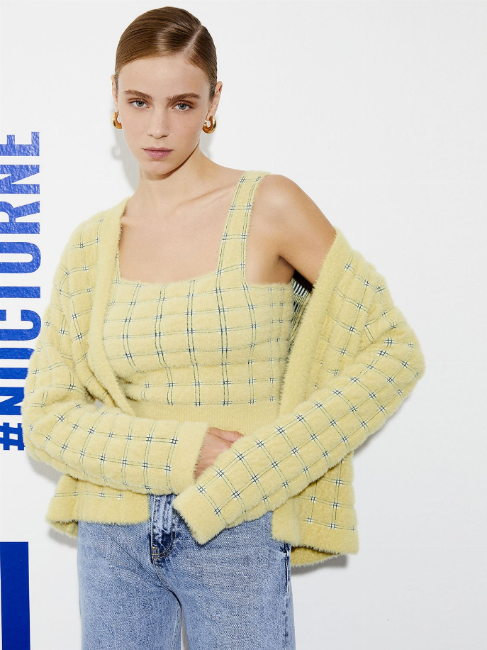 Soft Textured Plaid Crop Top Monique Store