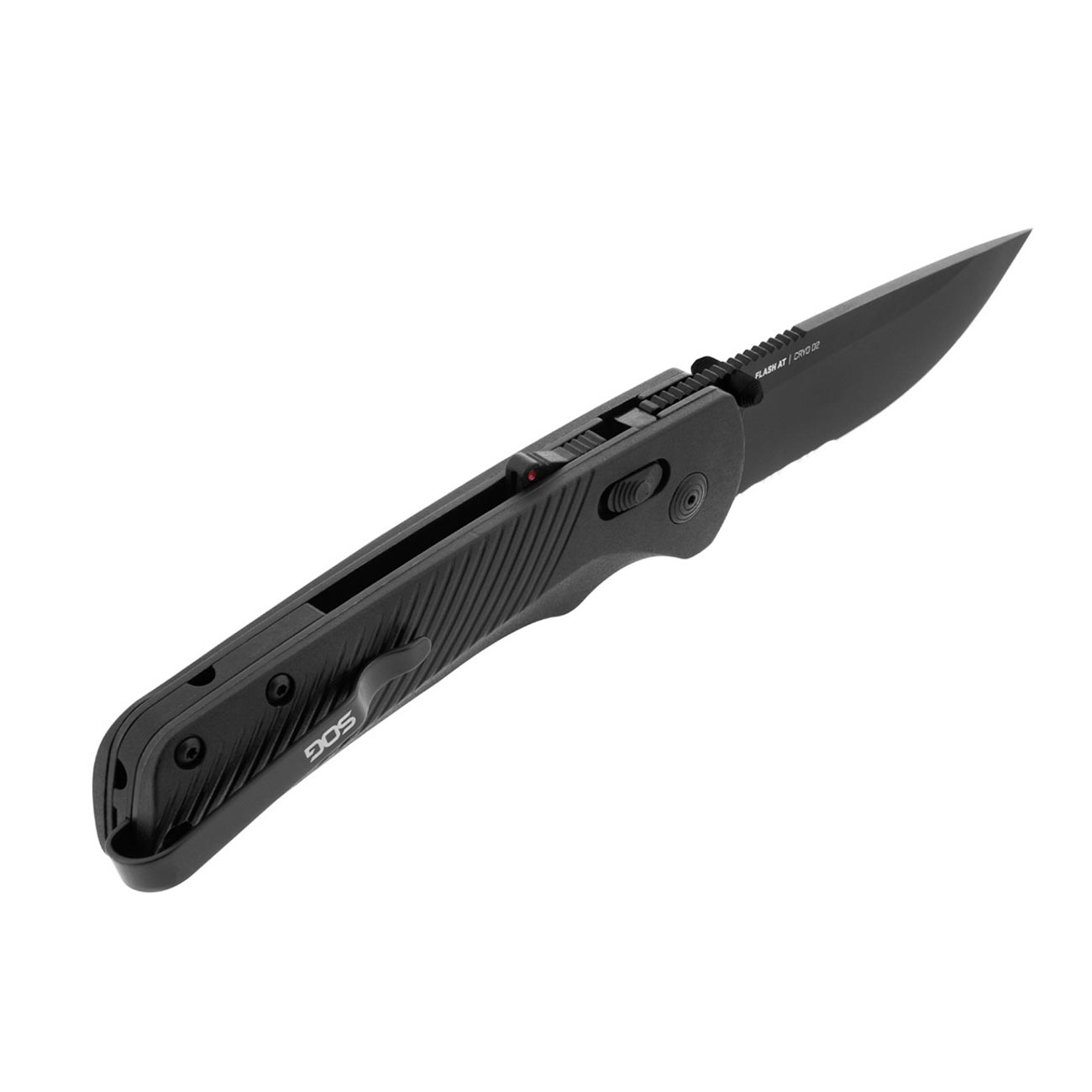 Sog Flash At Partially Serrated 3.45" Folding Pocket Knife (blackout) SOG