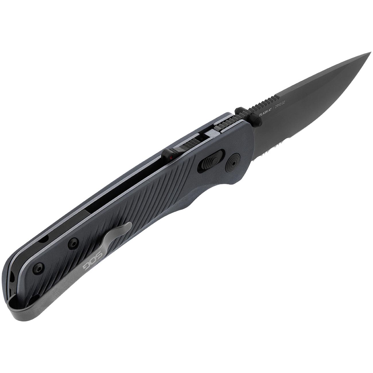 Sog Flash At Partially Serrated 3.45" Folding Pocket Knife (urban Grey) SOG