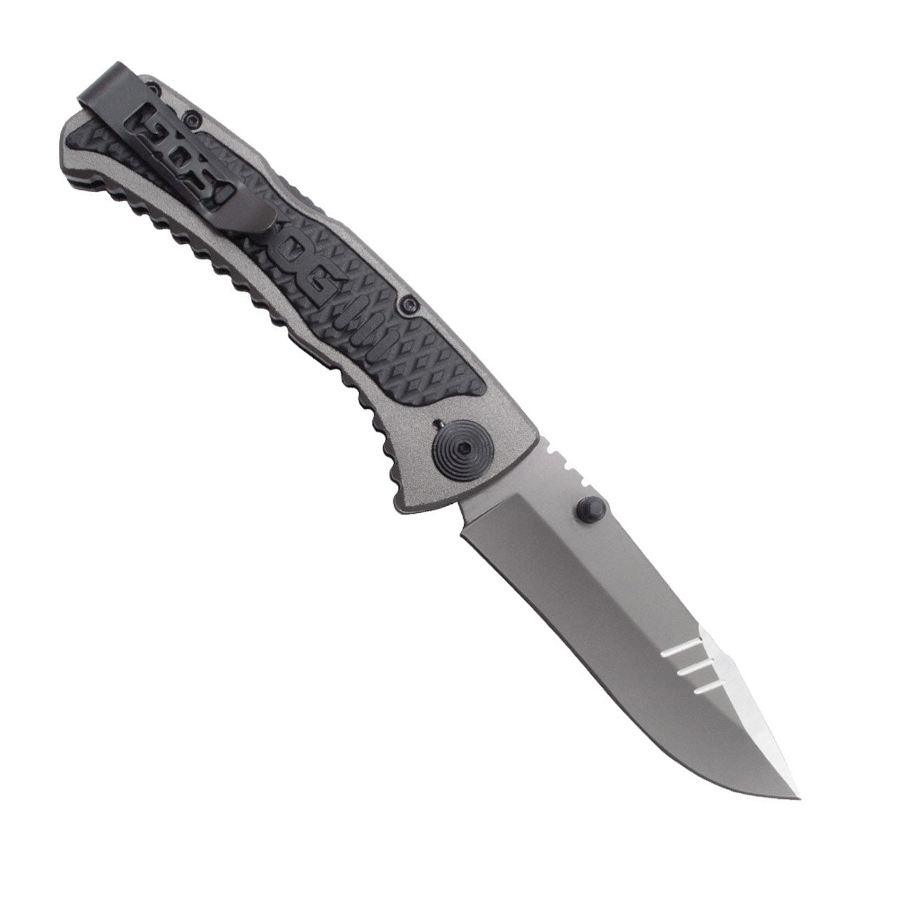 Sog Sideswipe Assisted Folding Knife 3.4" Clip Point Blade Aluminum Handles With Grn Inserts SOG