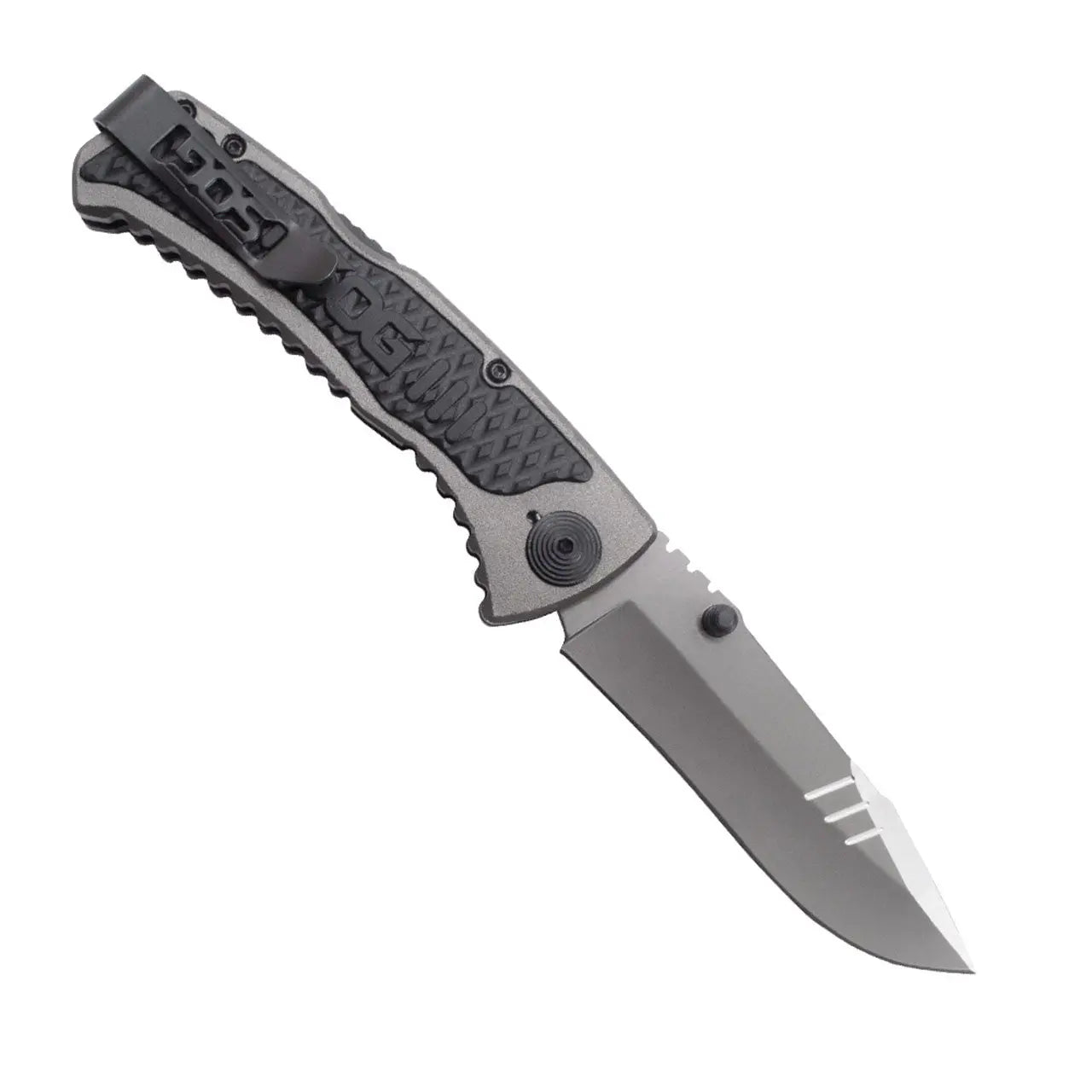 Sog Sideswipe Assisted Folding Knife 3.4" Clip Point Blade Aluminum Handles With Grn Inserts SOG
