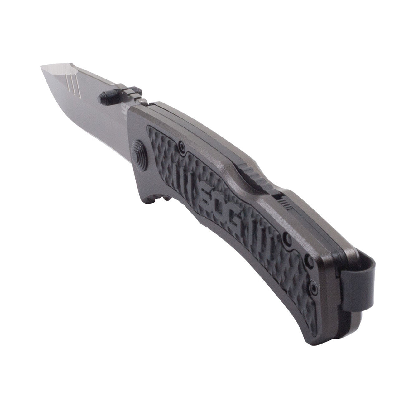 Sog Sideswipe Assisted Folding Knife 3.4" Clip Point Blade Aluminum Handles With Grn Inserts SOG