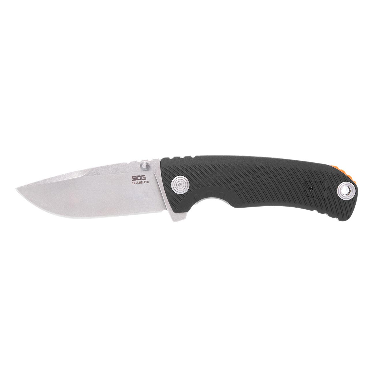 Sog Tellus Atk 3.5" Folding Pocket Knife (black + Blaze Orange) SOG