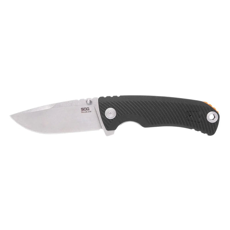 Sog Tellus Atk 3.5" Folding Pocket Knife (black + Blaze Orange) SOG