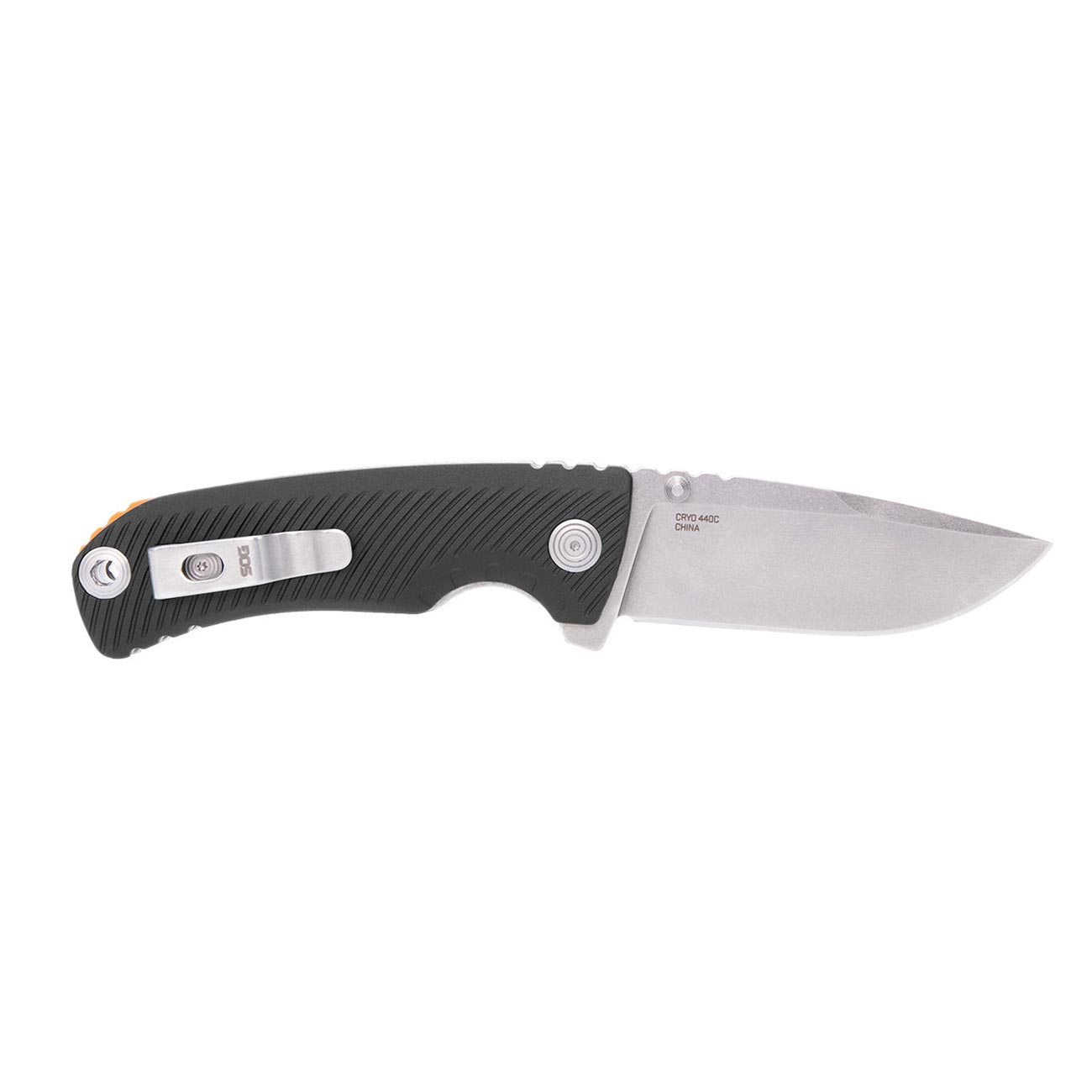 Sog Tellus Atk 3.5" Folding Pocket Knife (black + Blaze Orange) SOG