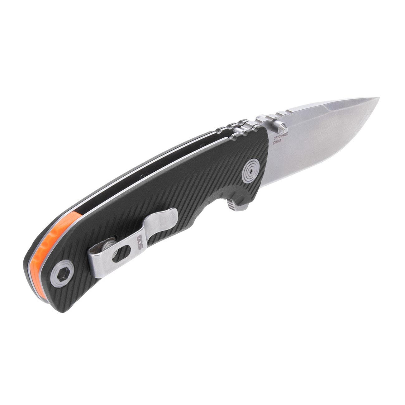 Sog Tellus Atk 3.5" Folding Pocket Knife (black + Blaze Orange) SOG