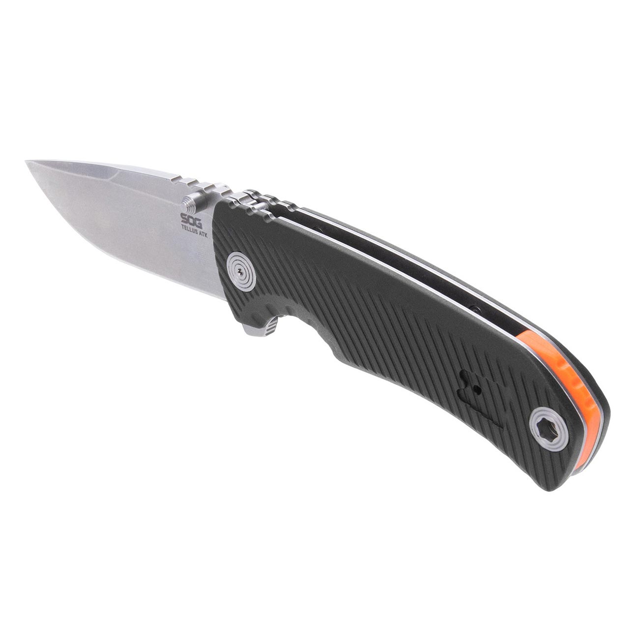Sog Tellus Atk 3.5" Folding Pocket Knife (black + Blaze Orange) SOG