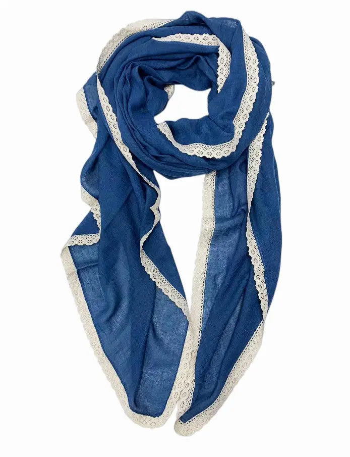 Solid Color Lace-Trim Large Oversized Scarf JC Sunny Fashion
