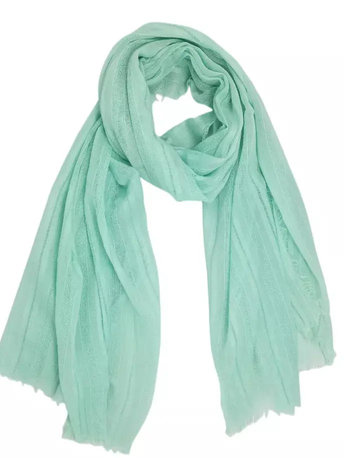 Solid Cotton Stripe Scarf JC Sunny Fashion