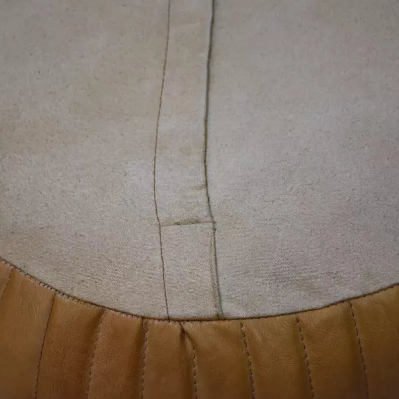 Solid Handmade Goat Leather Round Pouf (Recycled Cotton Fill) Get My Rugs LLC