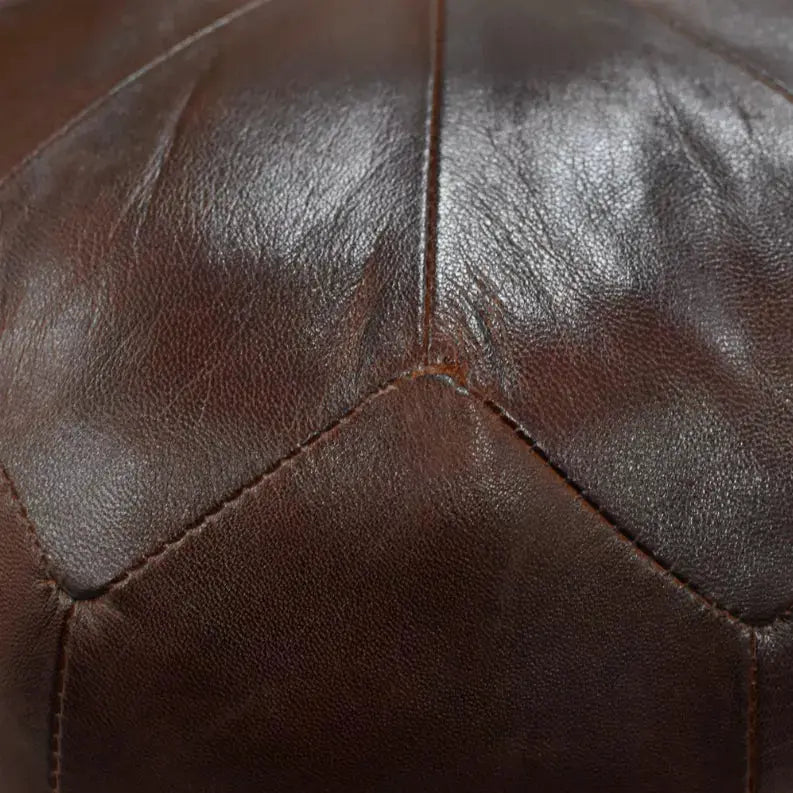 Solid Handmade Goat Leather Round Pouf (Recycled Cotton Fill) Get My Rugs LLC