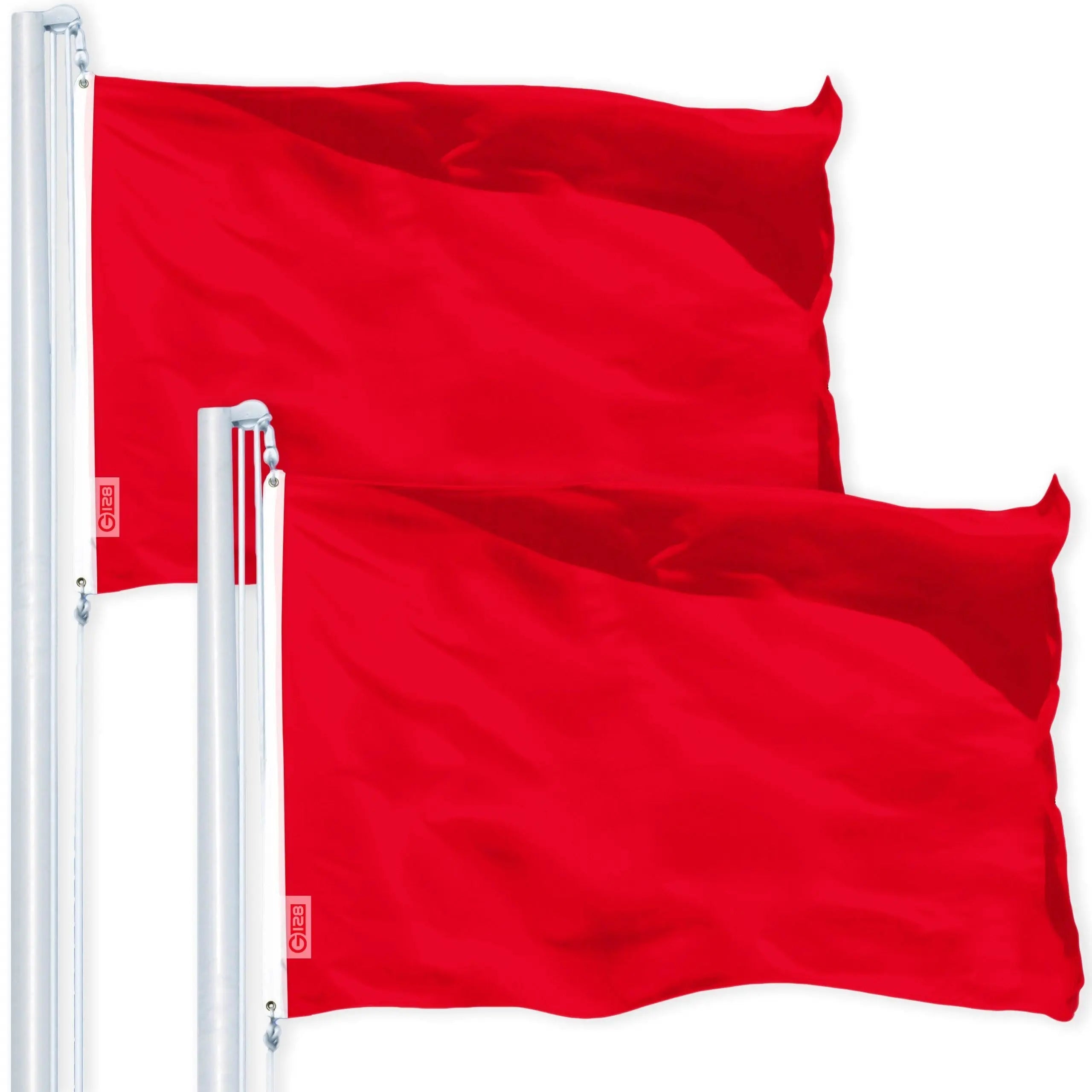 Solid Red Color Flag 3x5 Ft 2-Pack Printed 150D Polyester By G128 G128