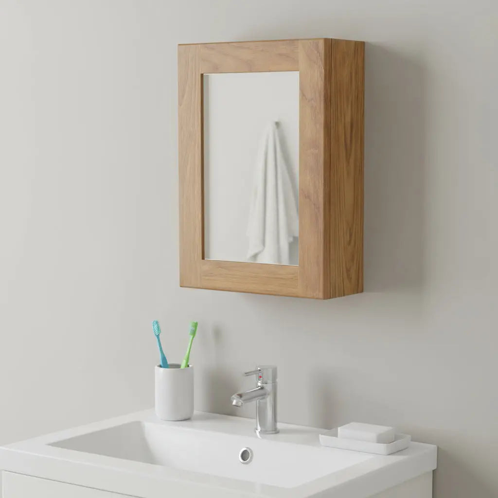 Solid Teak Mirrored Hanging Medicine Cabinet Homeroots Bed & Bath