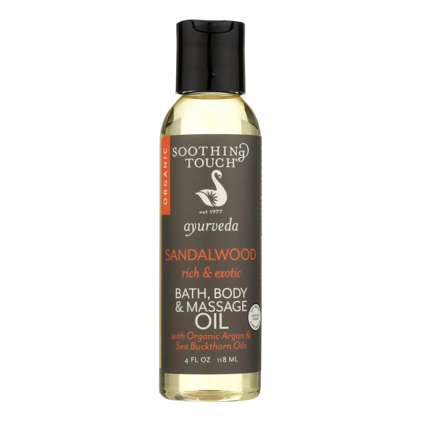 Soothing Touch Bath Body And Massage Oil - Ayurveda - Sandalwood - Rich And Exotic - 4 Oz Soothing Touch