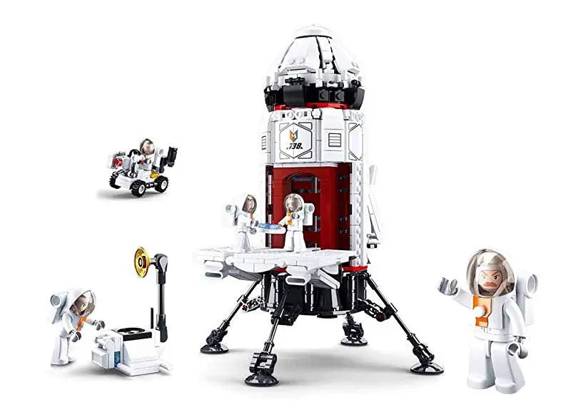 Space Rocket Base Building Brick Kit (733 Pcs) Texas Toy Distribution