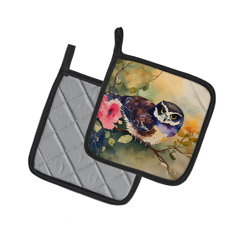Spectacled Owl Pair of Pot Holders Caroline's Treasures