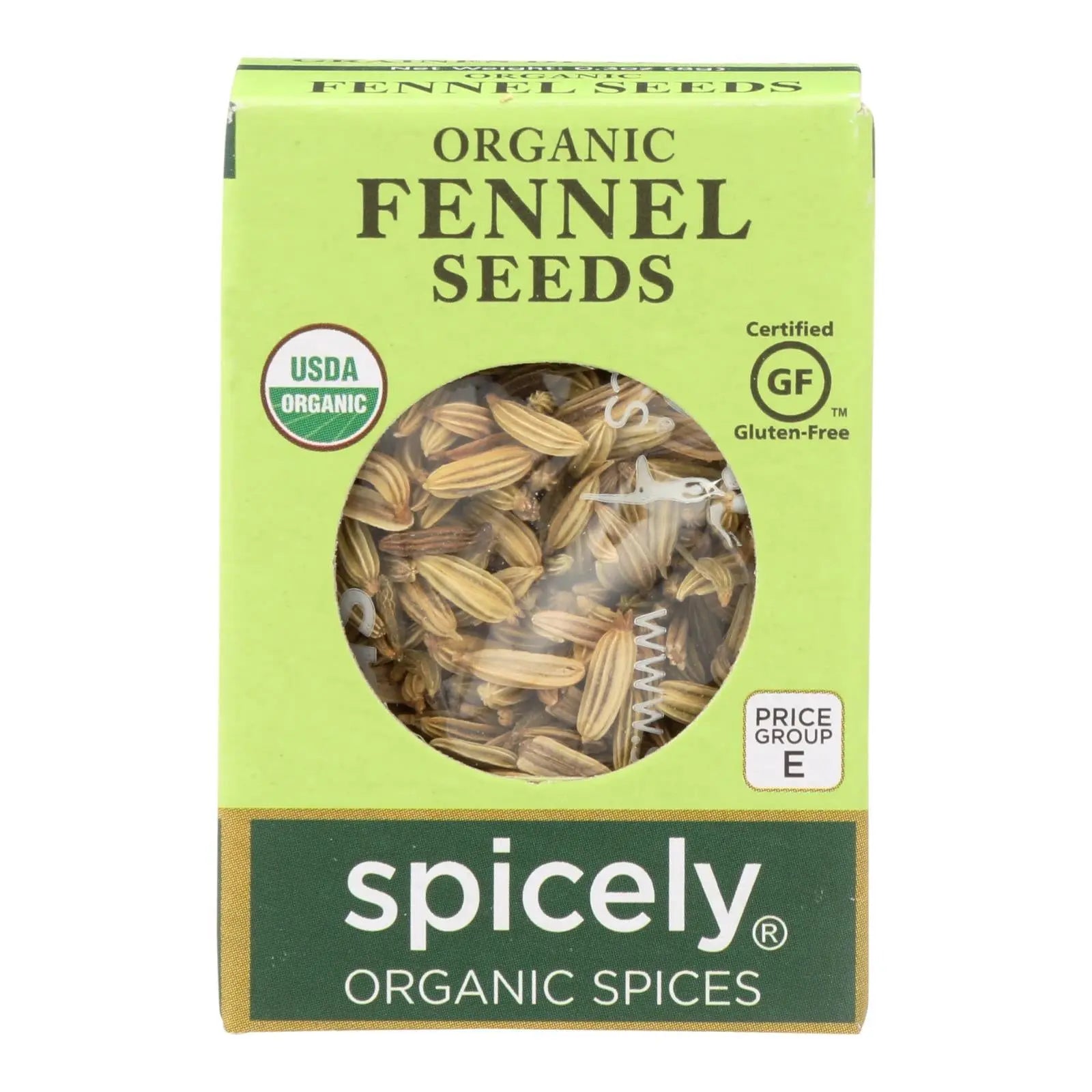 Spicely Organics - Organic Fennel Seed - Case Of 6 - 0.3 Oz. Spicely Organics