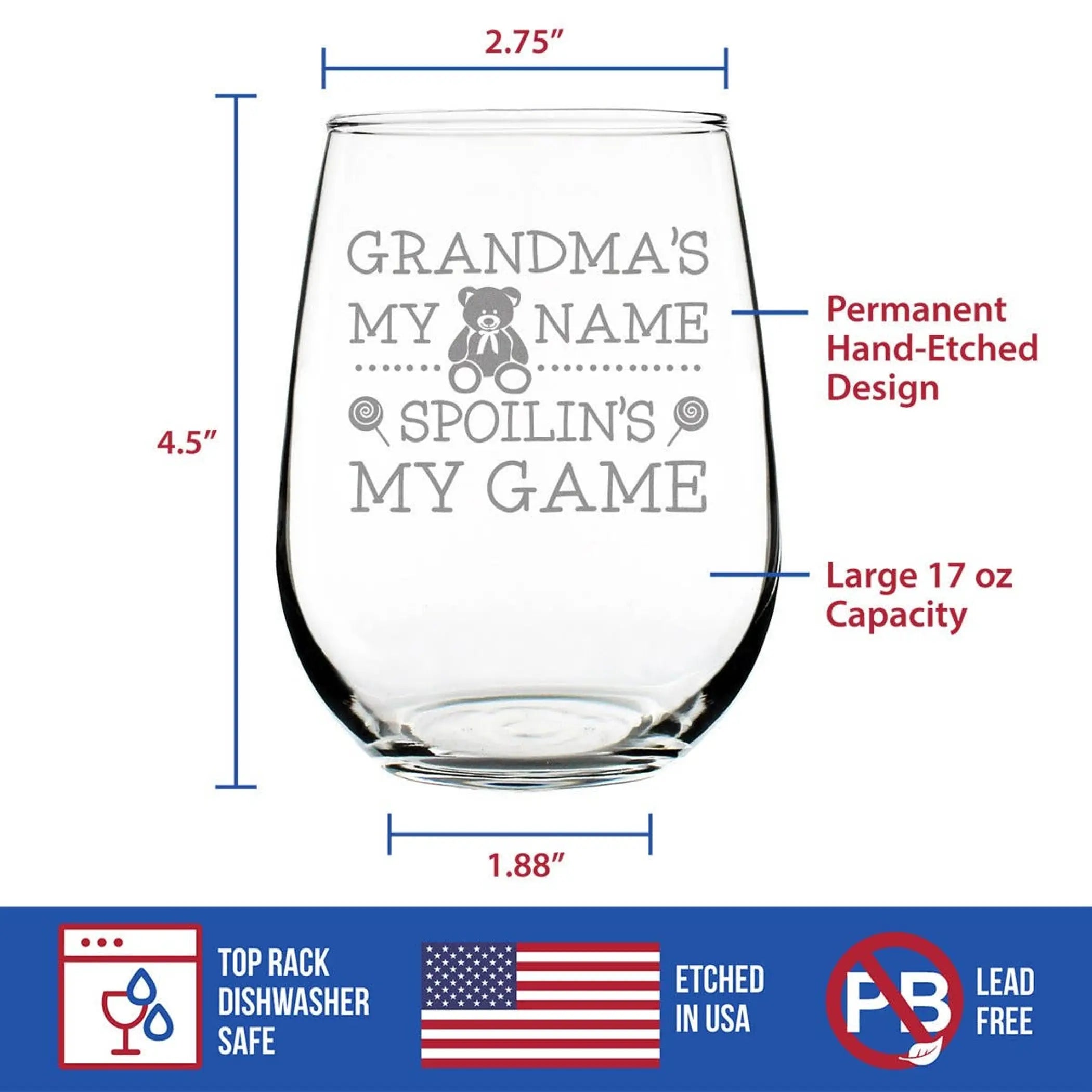Spoilin' Grandma Stemless Wine Glass - Mother's Day Gifts Bevvee