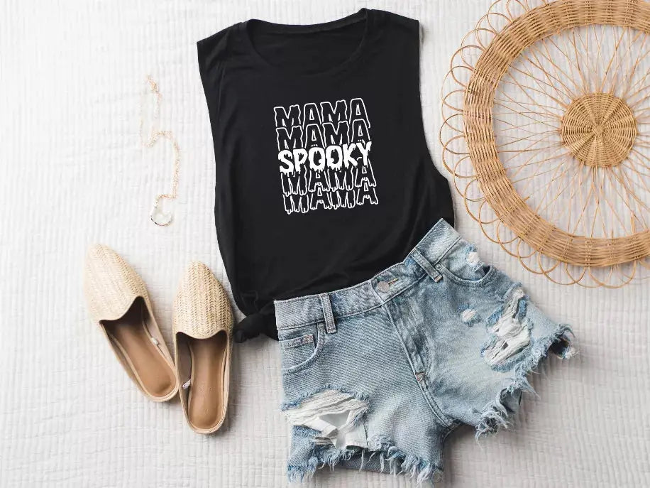 Spooky Mama Muscle Tank Bella Bean
