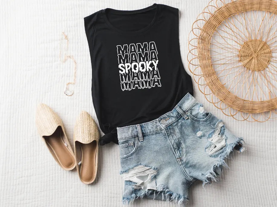 Spooky Mama Muscle Tank Bella Bean