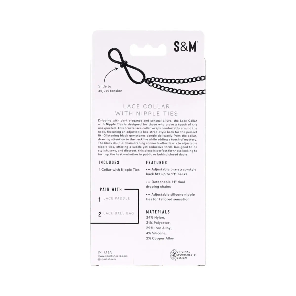 Sportsheets Sex & Mischief Lace Collar with Nipple Ties Sportsheets